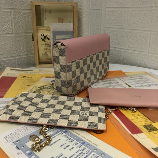 FÉLICIE POCHETTE DAMIER AZUR CANVAS PINK