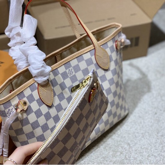 LV NEVERFULL PM Damier Azur Canvas