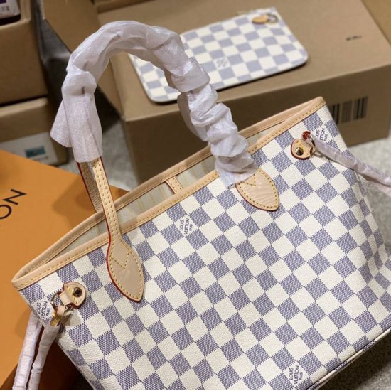 LV NEVERFULL PM Damier Azur Canvas